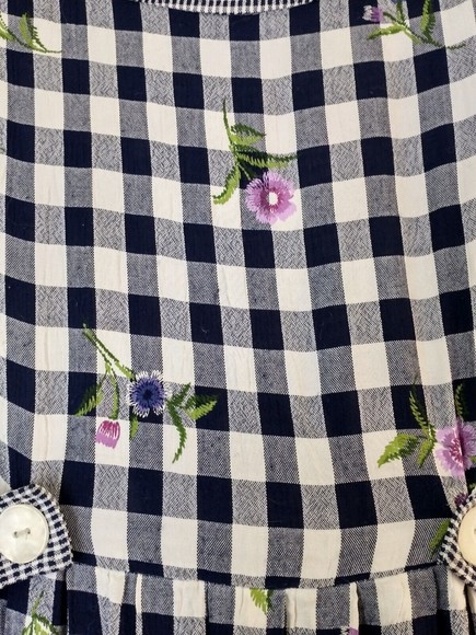 VTG SL Fashions Womens Maxi Dress Sz 6 Petite Blue Plaid Floral Cottage Prairie - Picture 3 of 7